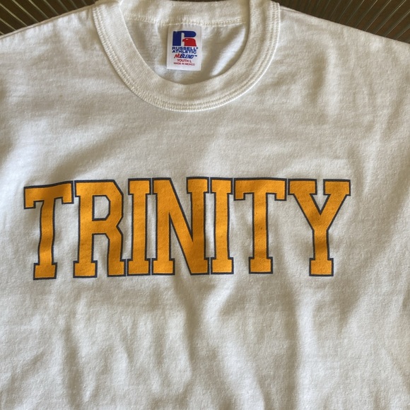 Russell Athletic white Trinity College tee size Youth L 90s Y2K unisex - Picture 12 of 12